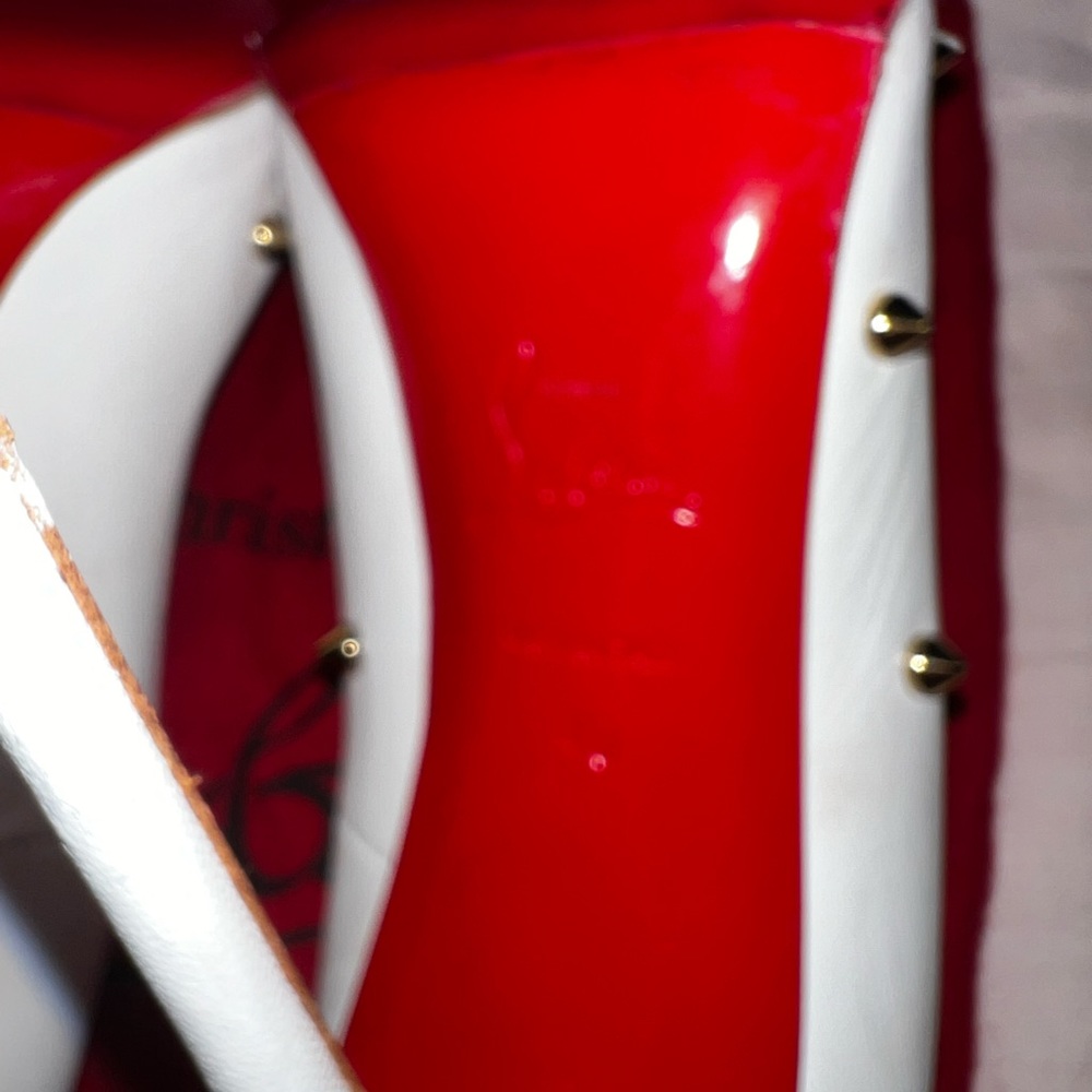 Christian Louboutin White Leather Degraspike Embellished Spiked Stiletto Heel 40 - Picture 6 of 12